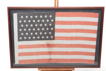 Framed Vintage 45 Star Cloth American Flag