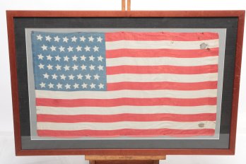 Framed Vintage 48 Star Cloth American Flag