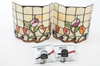 Pair: Italian Made Tiffany Style Wall Scones Collezione Raffaello (PE90119)