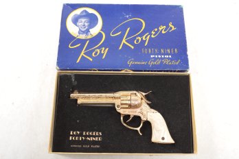 Vintage Roy Rogers Forty Niner Gold Plated Pistol Cap Gun In Original Box