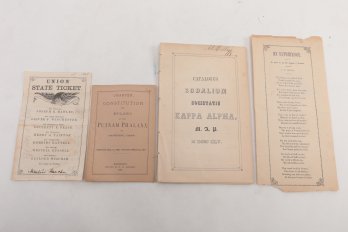 Collection Of 19th Century Connecticut Political &Fraternal Ephemera, 4 Pieces, Union State Election Ticket