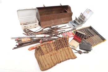 Tool Box Full Of Assorted Drill Bits