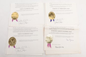 AUTOGRAPHS Connecticut Gubernatorial Proclamations, Signed By Ella Grasso, John Dempsey, And Others