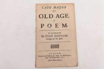1710 Cato Major Of Old Age. A Poem. London: Issued By Henry Hills