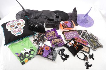 Halloween Box Lot W/ Witches Hats And Decor