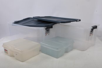 Sterelite Totes W/ Lids And Rubbermaid CD Totes