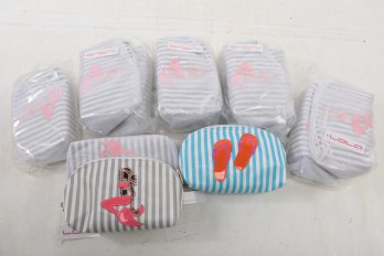 12 LOLO Watch Hill Make Up Bags: 11 Gray Striped Mermaid & 1 Blue Striped Flip Flops
