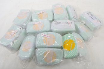 20 LOLO Watch Hill Small Molly Cosmetic Bag: Green/White Stripes W/Tennis Ball