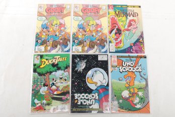 6pc Disney Comic Book Lot Goofy Adventures, Uncle Scrooge And The Little Mermaid