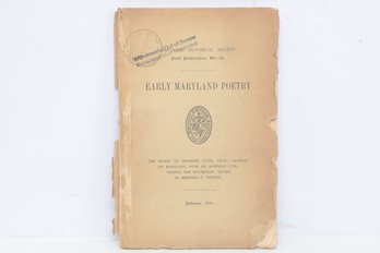 Early Maryland Poetry, Ebenezer Cook Works, Maryland Historical Society Fund Publication 36, Steiner Ed. 1900