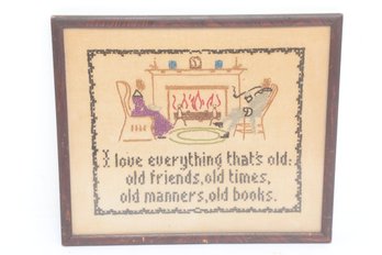 Vintage Framed Cross Stitch Sampler