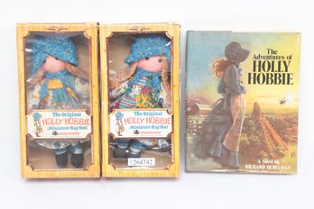 Pair Of Miniature Authentic Holly Hobby Dolls And Book