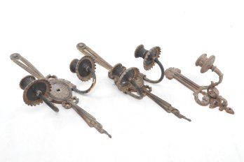 3 Vintage Cast Iron Wall Hanging Candelabras