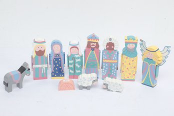 Handmade Sri Lanka Colorful Wooden Nativity Set