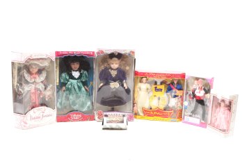 Grouping Of Porcelain Dolls & Barbie
