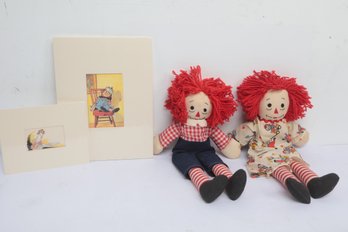 Raggedy Ann And Andy Framed Prints And Handmade Dolls