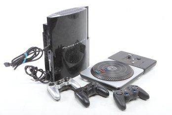 Sony PlayStation 3 W/Power Cords, 3 Controllers & D.J. Hero