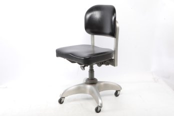 Vintage 'GOOD FORM' Industrial Chair: Aluminum Base W/Vinyl Upholstery