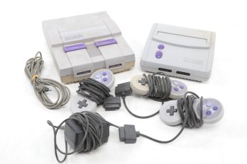 2 Super Nintendo Consoles, 1 Power Cord, 3 Controllers