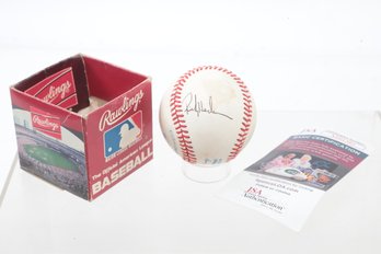 Rickey Henderson Autographed Baseball With JSA Cert