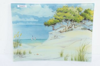 Paul Brent 'Windswept' Artisan Thick Glass Platter - 16' X 12'