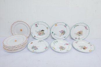 Mixed Lot: French Faience Fish & Sunflower Plates -Marseille Veuve Perrin Style- Moustiers France- Hand Paint