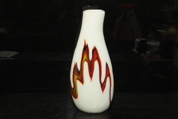 Large Vintage Heavy Murano Art Glass Vase With Old Sticker