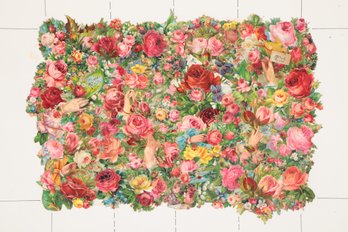 Victorian Floral Collage Old-time Roses Chromolithograph Ephemera Design Art Brilliant Chromolithos