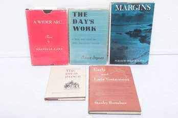 Modern Poetry Lot Of 5 HC DJ: Melville Cane, Philip Booth, Stanley Burnshaw, Oscar Brynes, Robert Browning