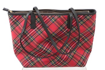Talbots Red Plaid Tote Bage