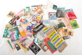 Junk Drawer Lot W/ Knobs, Floral Tape, Wall Hangers, Etc.