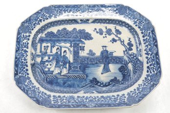 Rare Antique 18th C /19th C Chinese Blue And White Porcelain Export Platter