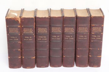 Douglas Jerrolds Shilling Magazine Seven Vols Half Leather 1845 1848 Original Cloth Covers Preserved