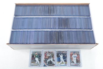 Three Row Box W/ Top Loaded Baseball Rookie & Prospect Cards, Top Loaders Are Very Lightly Used.