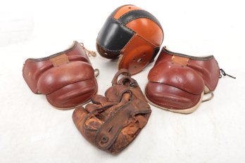 Vintage Cambridge Leather Football Helmet & Shoulder Pads