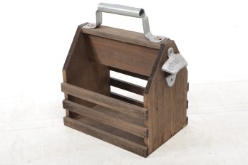 Wooden Bottle Holder Carry Rack/Case With Bottle Opener
