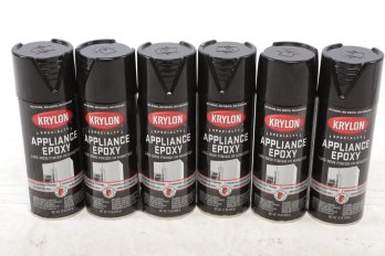 6 Krylon K03206777 Spray Paint, Black, Gloss, Solvent, 12 Oz