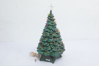 Vintage 20' Ceramic Christmas Tree W/Original Base & Star Topper