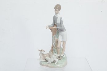 Vintage Lladro Porcelain Figure 'Boy With Lambs' #4509