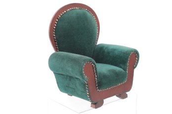 Antique/Vintage American Heirloom Green Velvet Arm Chair (Doll/Salesman Sample)