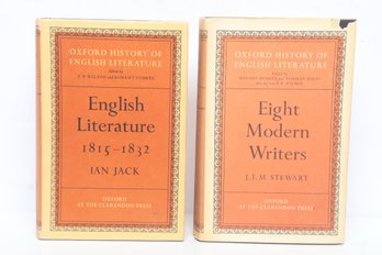 Literary History: Oxford History Of English Literature, 2-Volume Scholarly Lot, HC DJ, Clarendon Press Books