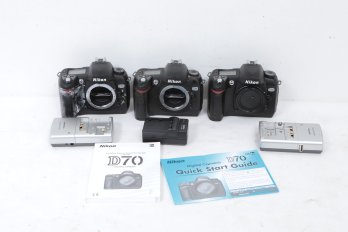 Group Of 3 NIKON D70 Digital SLR Cameras - 2 Batteries And 3 Chargers Included
