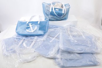 Lot Of 12 Lo Lo Watch Hill Madison Mesh Extra Large Tote Blue With White Anchor