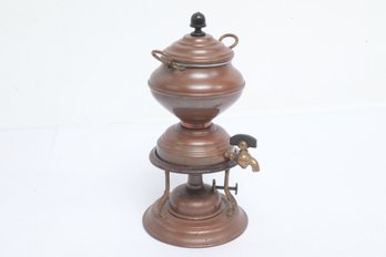 Small Vintage Jos. Heinrichs Paris- New York Style Copper Samovar W/ Stand And Burner