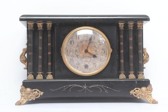 Antique Mantel Clock Sessions Mardi Gras 8 Day, Decorated Dial, East Lake Style, W/ Pendulum , Its Ticking !