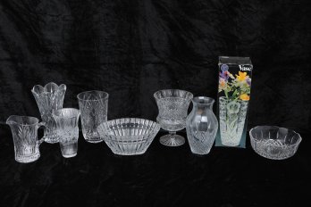 Group Of Cut Crystal Vases, Bowls & More