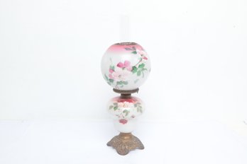Beautiful Ca. 1860s Hand Painted Original Gone With The Wind Lamp W/ Chimney, Not Electrified