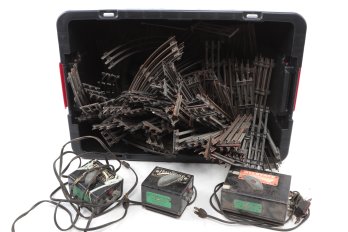 Large Assortiment Of Vintage '0' Gauge Straight & Curved Tracks W/3 Transformers