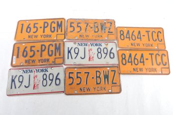 8 Vintage New York License Plates