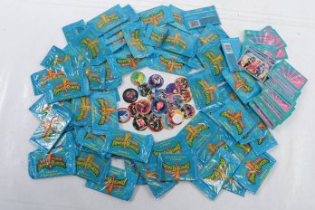Large Grouping Of Mighty Morphin Power Rangers Series 2 Sealed Cards, Loose Cards & Pogs